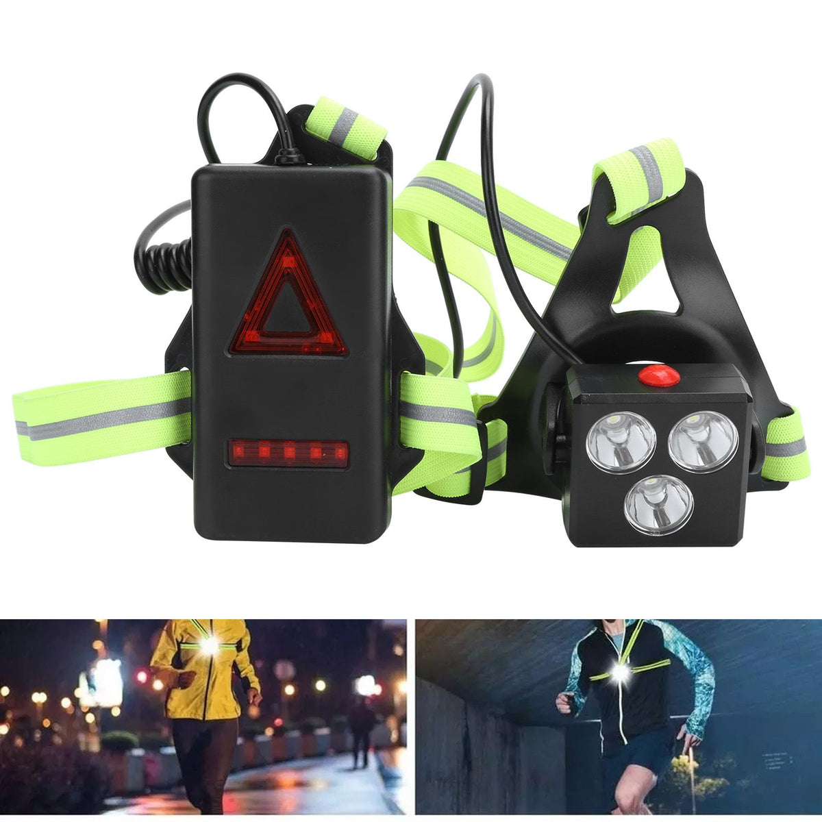 LED Night Running Lights USB Charging Chest Lamp Safety Warning Light for Outdoor Camping Hiking