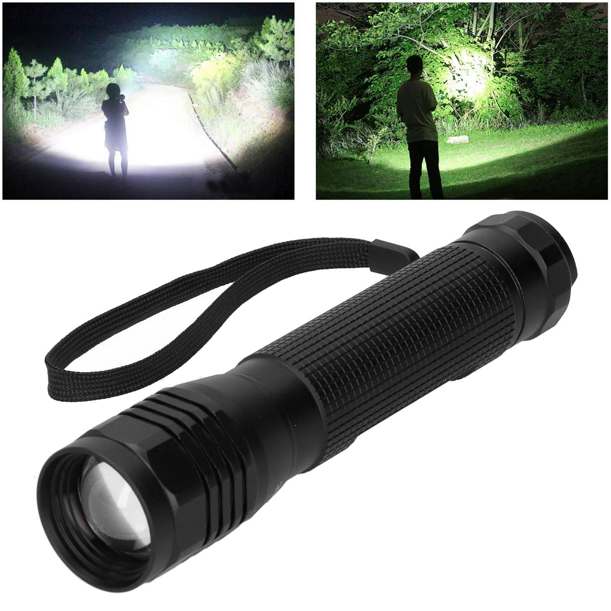Bright P8 LED Flashlight Rotating Zoomable Torch Lamp IPX5 Waterproof for Outdoor Camping Hiking Emergency