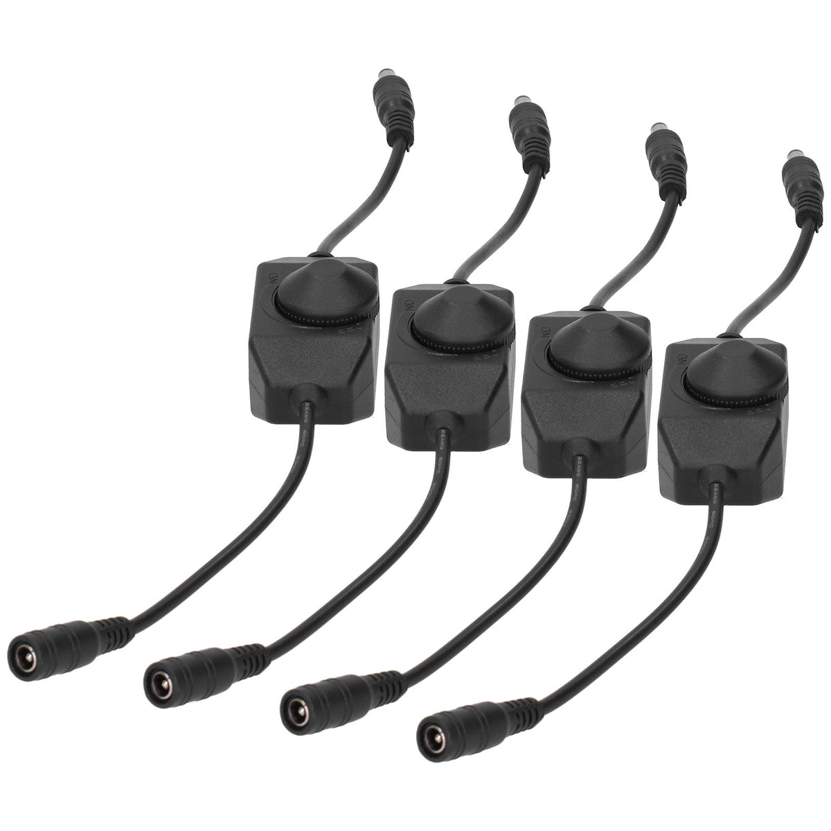 4Pcs 12V LED Brightness Dimmer Lamp Stepless Dimming Knob Controller Accessory Black
