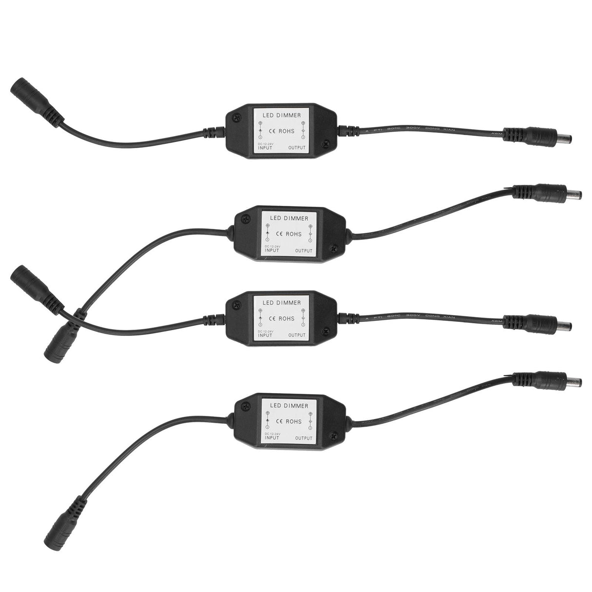 4Pcs 12V LED Brightness Dimmer Lamp Stepless Dimming Knob Controller Accessory Black