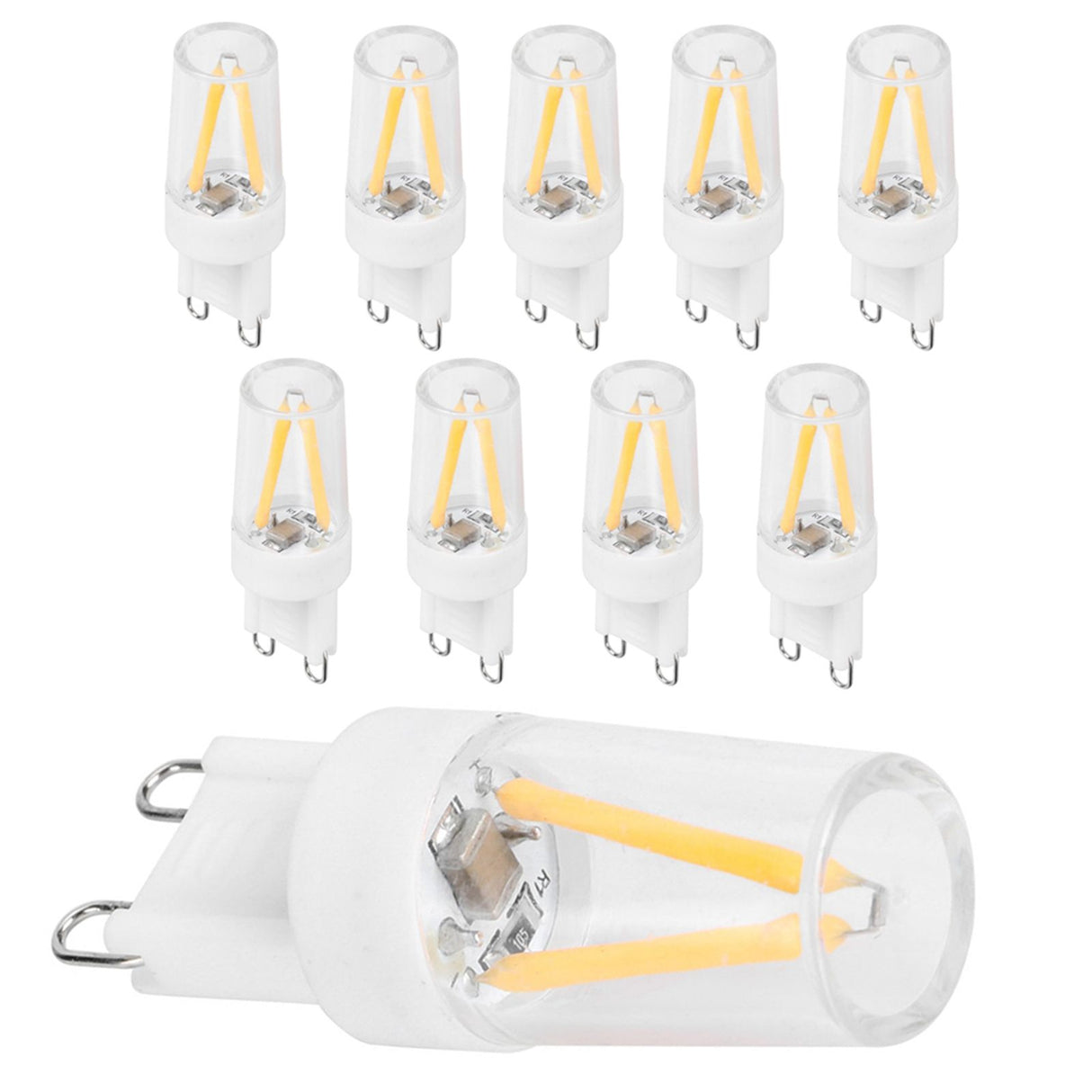 10Pcs G9 Base LED Light Bulbs 1.5W AC110V Bi‑Pin Bulb for Chandelier Ceiling Light Wall Lamp