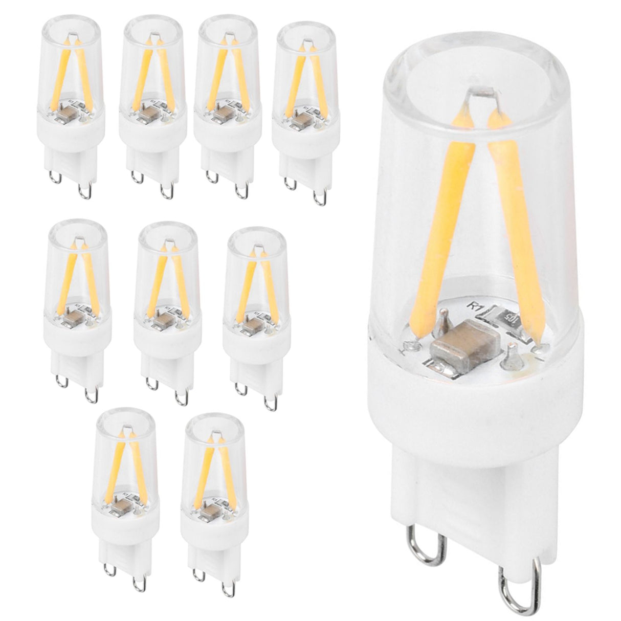 10Pcs G9 Base LED Light Bulbs 1.5W AC110V Bi‑Pin Bulb for Chandelier Ceiling Light Wall Lamp