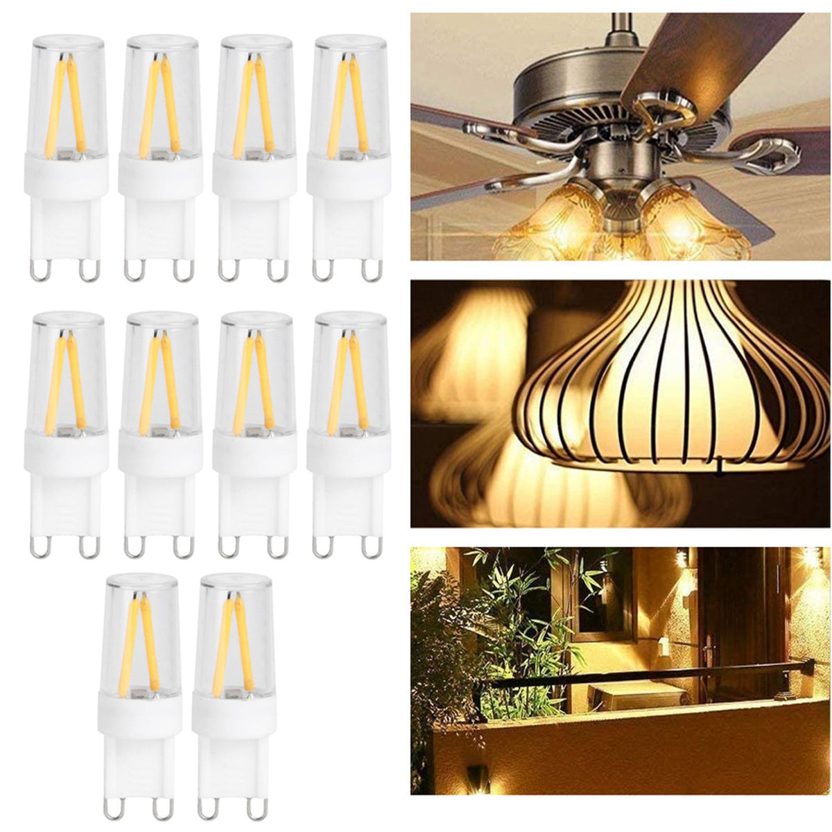 10Pcs G9 Base LED Light Bulbs 1.5W AC110V Bi‑Pin Bulb for Chandelier Ceiling Light Wall Lamp