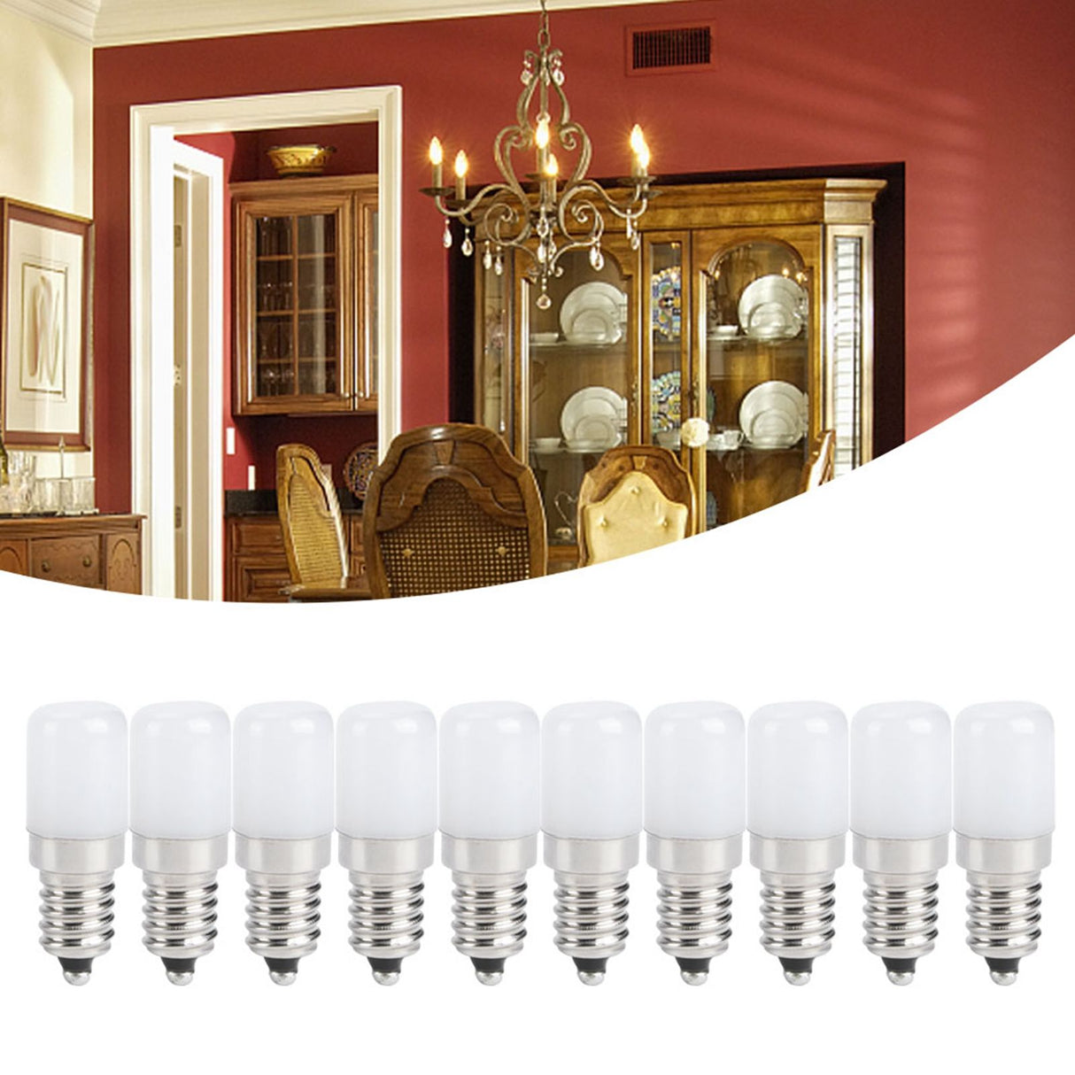 10Pcs 1.5W E14 Lamp Bulb Warm White Light Bulb for Chandelier Wall Lamp Home Lighting AC 110V
