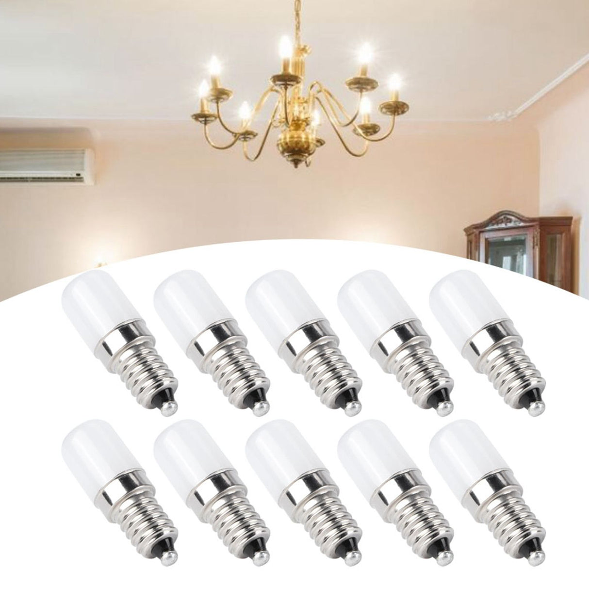 10Pcs 1.5W E14 Lamp Bulb Warm White Light Bulb for Chandelier Wall Lamp Home Lighting AC 110V