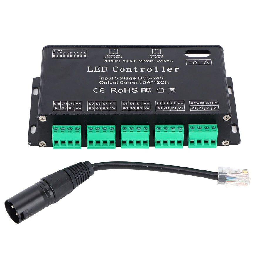 12 Channel DMX Constant Decoder RGB LED Light Strip Controller DMX512 Decoder DC5-24V