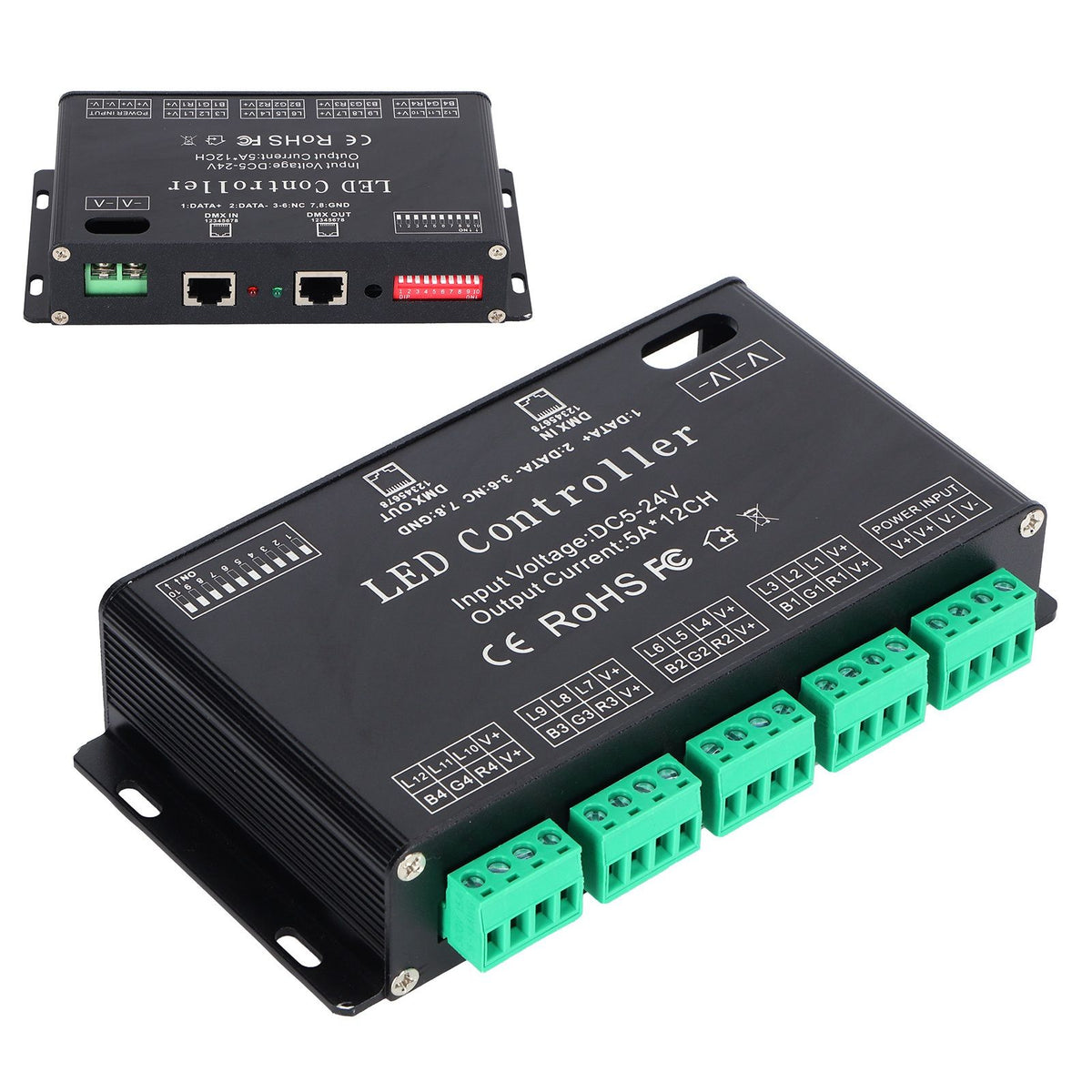 12 Channel DMX Constant Decoder RGB LED Light Strip Controller DMX512 Decoder DC5-24V
