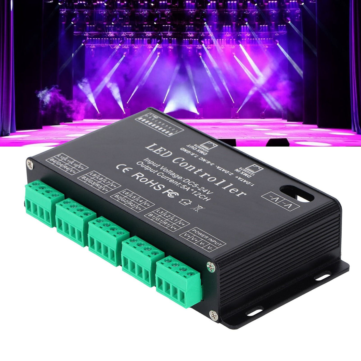 12 Channel DMX Constant Decoder RGB LED Light Strip Controller DMX512 Decoder DC5-24V