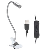 USB Powered ClipOn Desk Lamp Home LED Reading Flexible Table Lamp Silver Warm Light