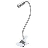 USB Powered ClipOn Desk Lamp Home LED Reading Flexible Table Lamp Silver Warm Light - Front View
