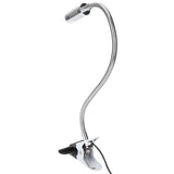 USB Powered ClipOn Desk Lamp Home LED Reading Flexible Table Lamp Silver Warm Light - Low Angle