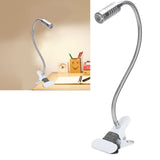 USB Powered ClipOn Desk Lamp Home LED Reading Flexible Table Lamp Silver Warm Light - Extra Image