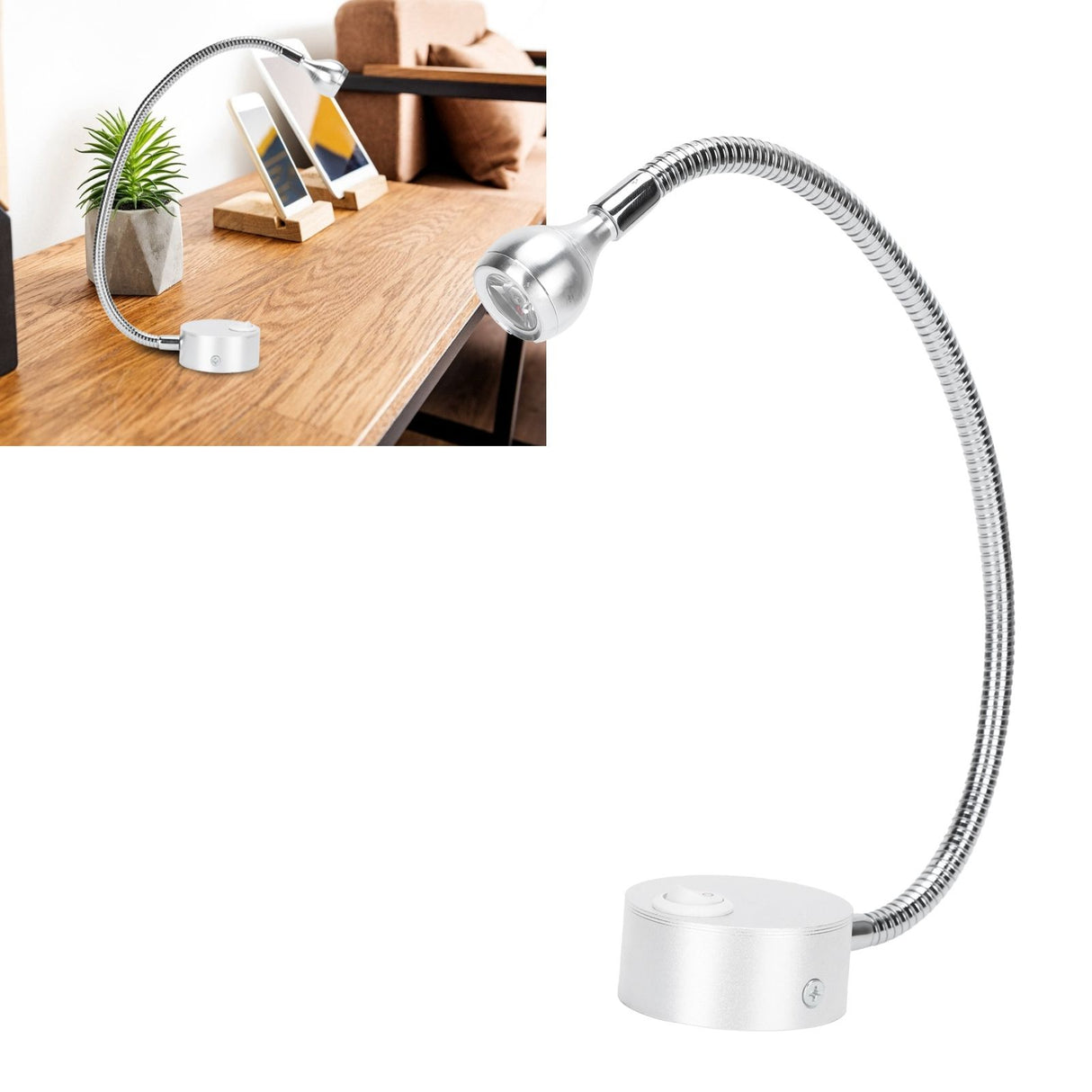4000K Side Hole Type LED Gooseneck Lamp Wall Lamp Spotlight Wall Sconces for Bedroom 110‑240V