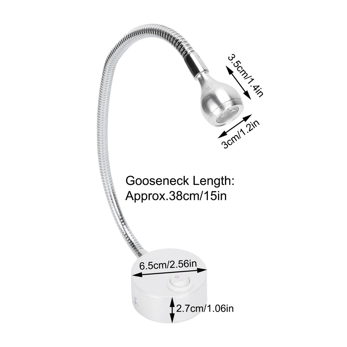 4000K Side Hole Type LED Gooseneck Lamp Wall Lamp Spotlight Wall Sconces for Bedroom 110‑240V