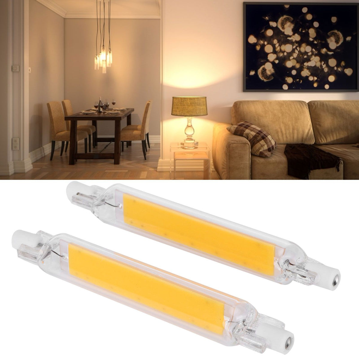 2Pcs R7S Light Bulb COB 15W Double Ended Light Source 118mm Flood Light Accessory 220VWarm White 3000K