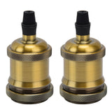 2PCS Vintage Lamp Socket Retro Aluminum Lamp Holder DIY Accessories for E26/27 Vintage BulbsYellow Bronze