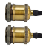 2PCS Vintage Lamp Socket Retro Aluminum Lamp Holder DIY Accessories for E26/27 Vintage BulbsYellow Bronze