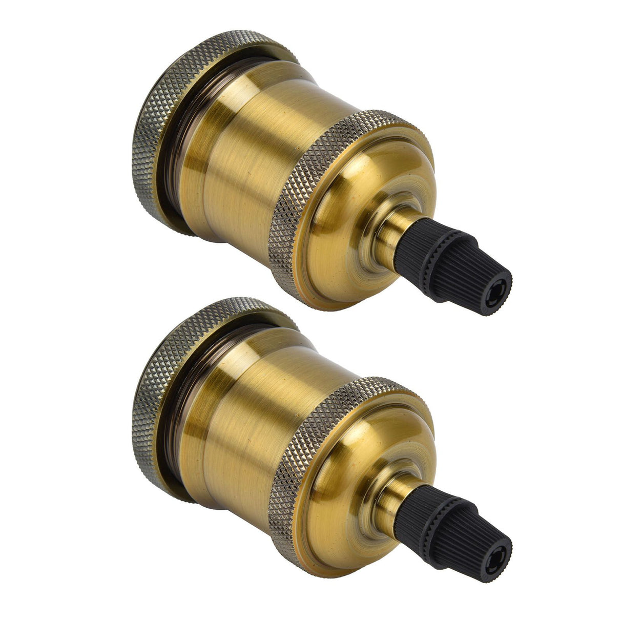2PCS Vintage Lamp Socket Retro Aluminum Lamp Holder DIY Accessories for E26/27 Vintage BulbsYellow Bronze