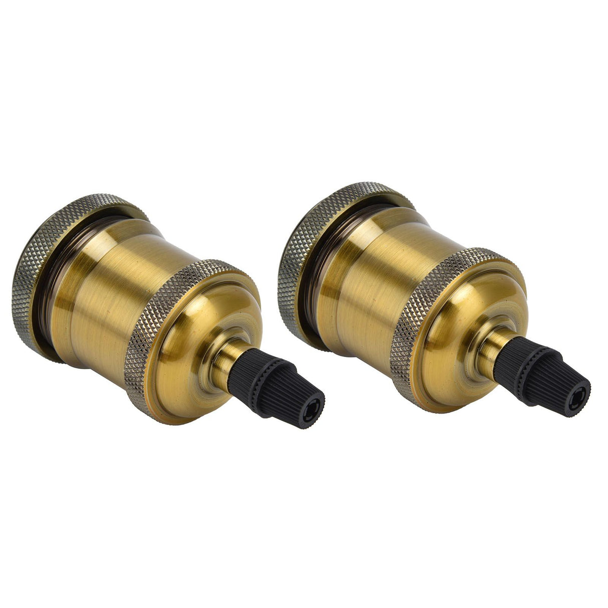 2PCS Vintage Lamp Socket Retro Aluminum Lamp Holder DIY Accessories for E26/27 Vintage BulbsYellow Bronze