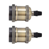 2PCS Vintage Lamp Socket Retro Aluminum Lamp Holder DIY Accessories for E26/27 Vintage BulbsGreen Bronze - Front View
