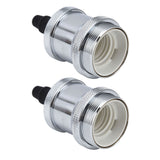 2PCS Vintage Lamp Socket Retro Aluminum Lamp Holder DIY Accessories for E26/27 Vintage BulbsSilver