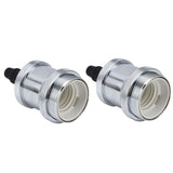 2PCS Vintage Lamp Socket Retro Aluminum Lamp Holder DIY Accessories for E26/27 Vintage BulbsSilver