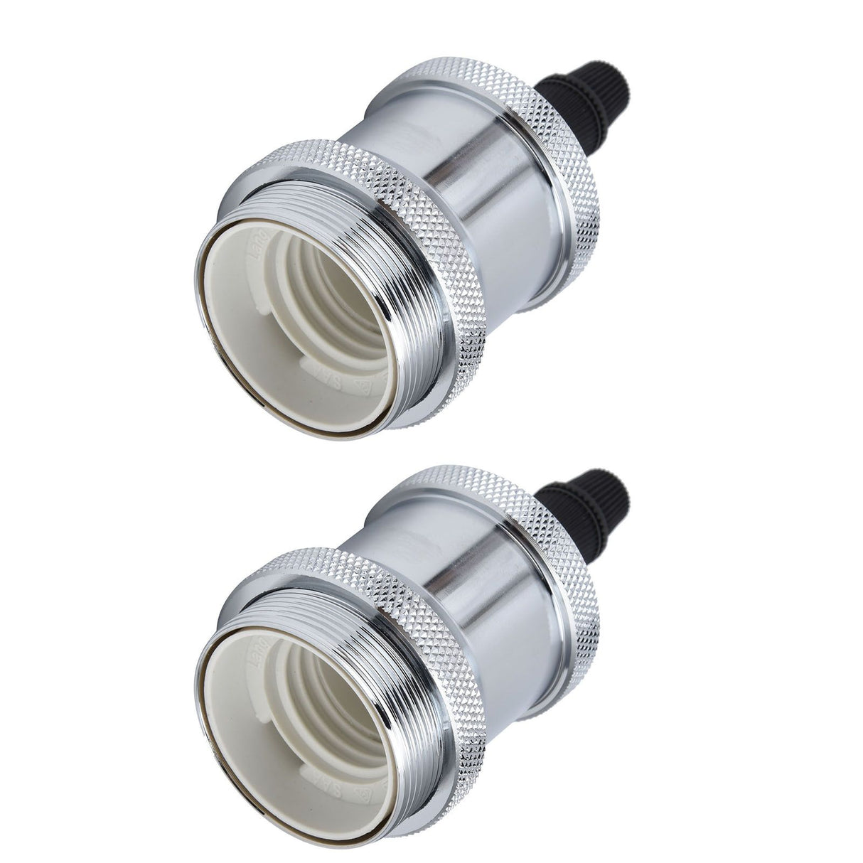 2PCS Vintage Lamp Socket Retro Aluminum Lamp Holder DIY Accessories for E26/27 Vintage BulbsSilver