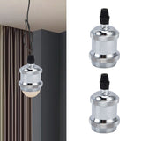 2PCS Vintage Lamp Socket Retro Aluminum Lamp Holder DIY Accessories for E26/27 Vintage BulbsSilver - Extra Image