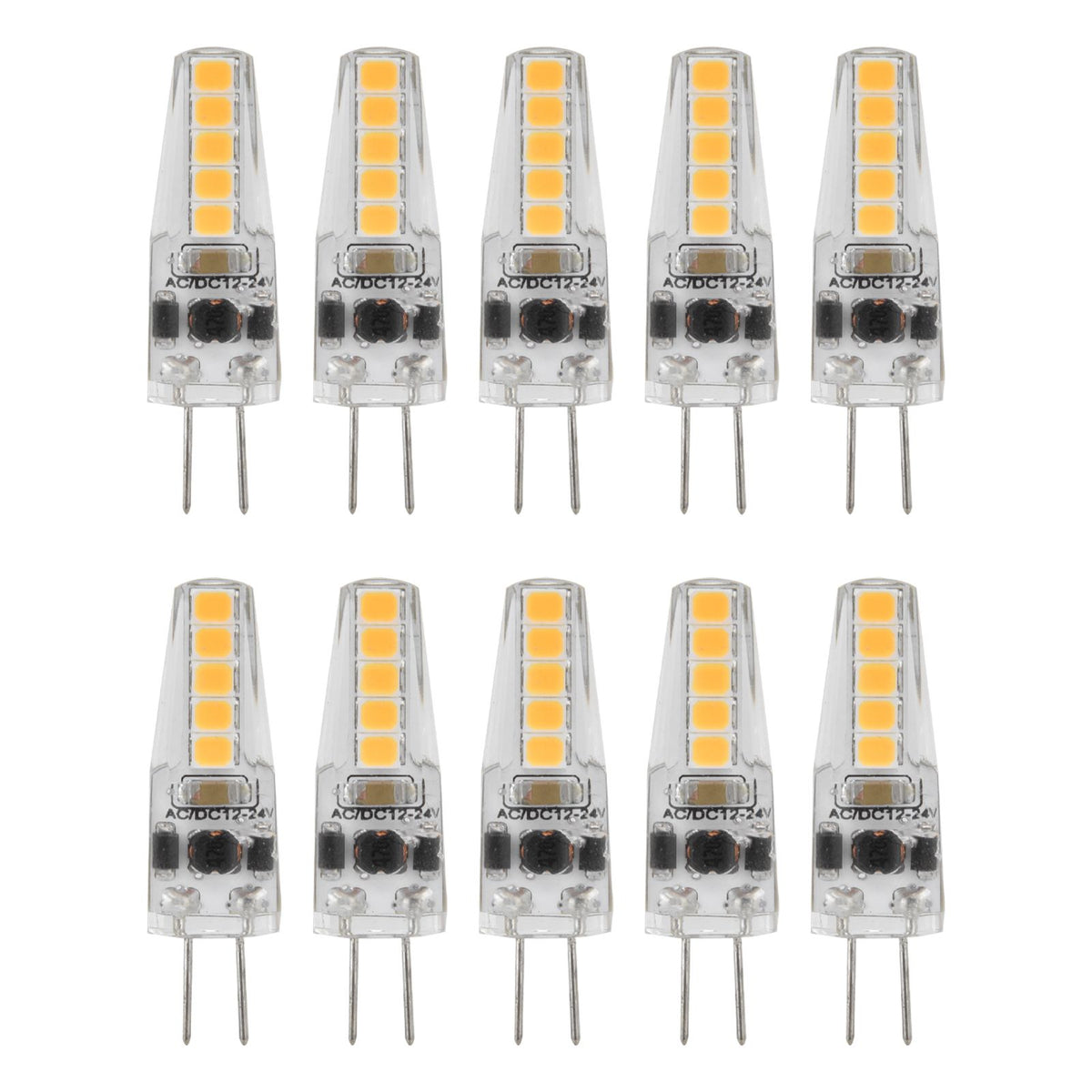 10pcs G4 LED Bulbs 2W Bi Pin Base Dimmable Bulbs for Chandelier Ceiling Lamp Table Lamp Warm White 3000K AC 12‑24V