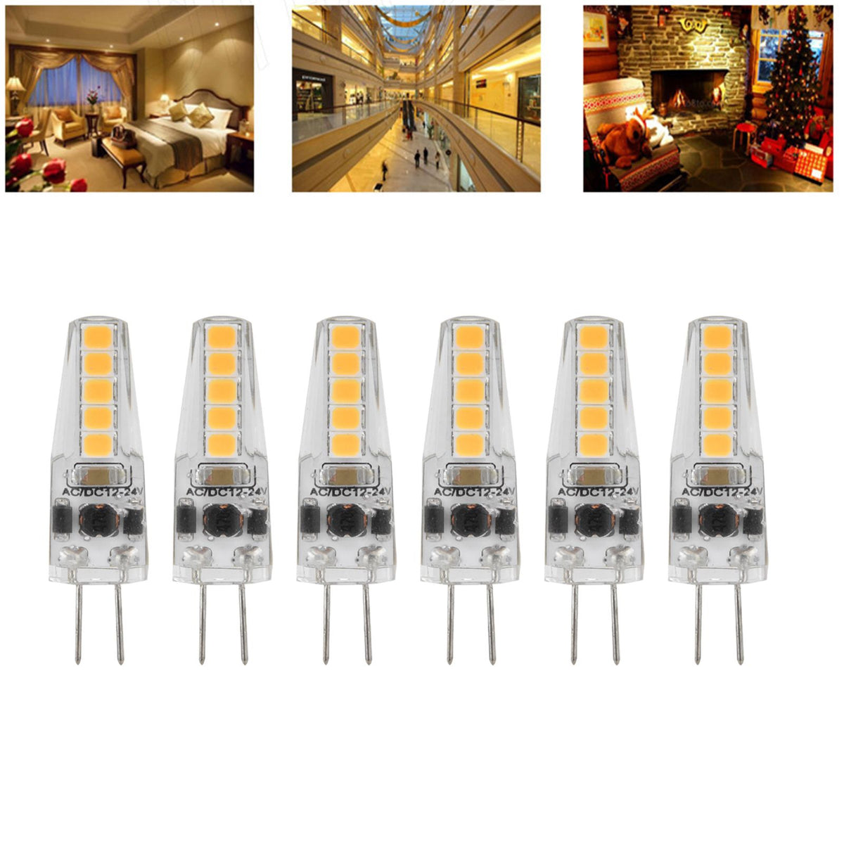 10pcs G4 LED Bulbs 2W Bi Pin Base Dimmable Bulbs for Chandelier Ceiling Lamp Table Lamp Warm White 3000K AC 12‑24V