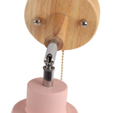 Macaron Bedside Wall Lamp Space Saving Pink Lampshade Wall Sconces with Wood Base for Living Room Bedroom Office 100‑240V - Extra Image