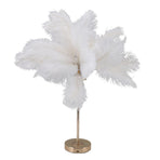 Feather Table Lamp Touch Switch USB Ostrich Feather Lamp 3 Color Dimming Desk Lamp with Gold Metal Base 30pcs Feather