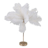 Feather Table Lamp Touch Switch USB Ostrich Feather Lamp 3 Color Dimming Desk Lamp with Gold Metal Base 30pcs Feather - 45-Degree Angle