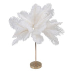 Feather Table Lamp Touch Switch USB Ostrich Feather Lamp 3 Color Dimming Desk Lamp with Gold Metal Base 30pcs Feather