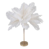 Feather Table Lamp Touch Switch USB Ostrich Feather Lamp 3 Color Dimming Desk Lamp with Gold Metal Base 30pcs Feather - Rear View