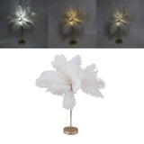 Feather Table Lamp Touch Switch USB Ostrich Feather Lamp 3 Color Dimming Desk Lamp with Gold Metal Base 30pcs Feather - Extra Image