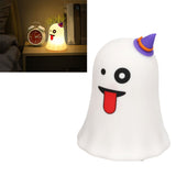 LED Cute Night Lamp Ghost Shaped 7 Colors Light USB Charging Silicone and ABS Bed Light for Kids Bedroom Halloween - Extra Image