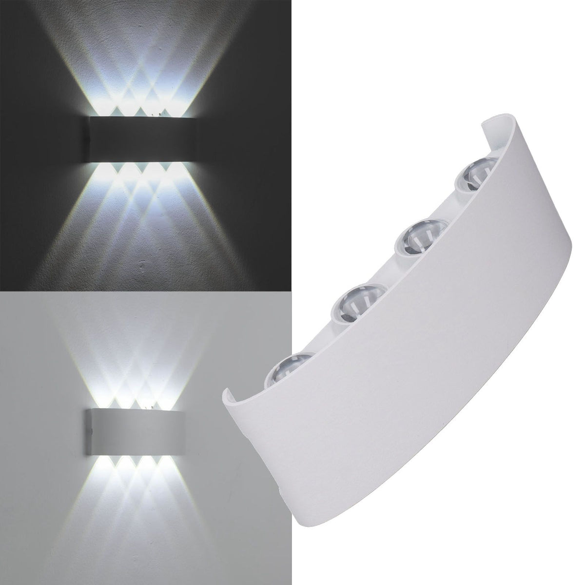 LED Wall Lamp Decorative White Housing White Lighting Indoor Wall Light for Hotel Garden Bedroom 90‑265V 8W
