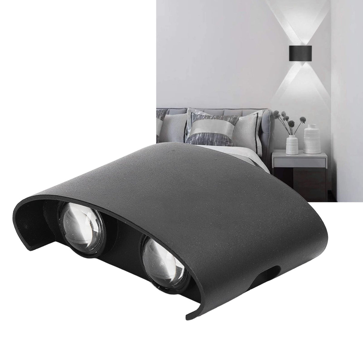LED Wall Lamp Waterproof Modern Sconce Light Indoor Outdoor Decoration 90‑265V 4W Black Shell Warm Light