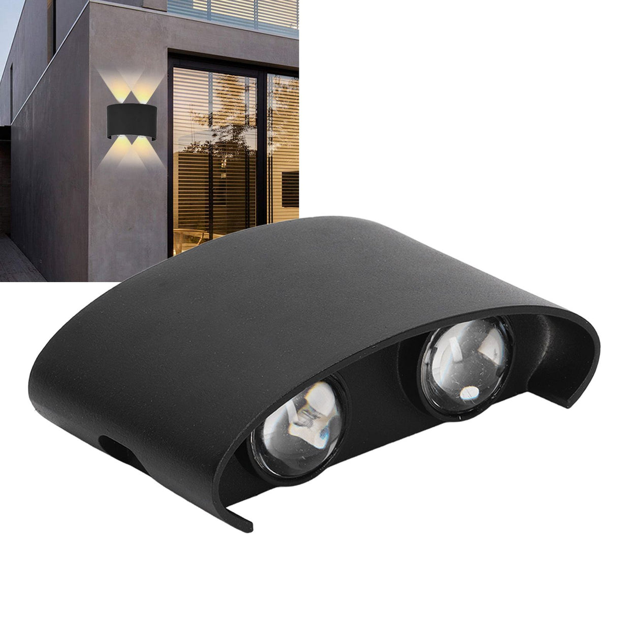 LED Wall Lamp Waterproof Modern Sconce Light Indoor Outdoor Decoration 90‑265V 4W Black Shell White Light