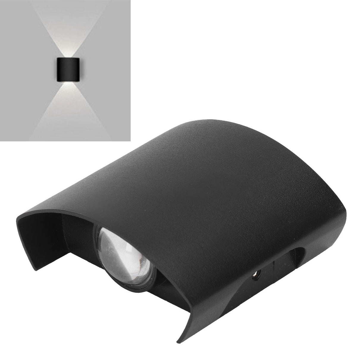 LED Wall Light Waterproof Decorative Aluminum Alloy Black Wall Sconce Lamp for Outdoor 110‑265V White Light