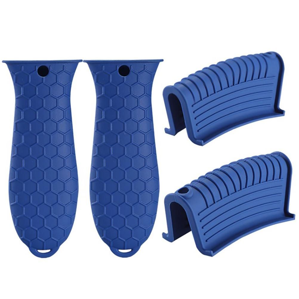4PCS Silicone Hot Handle Holder and Silicone Auxiliary Handle Holder Iron Pan Handle Covers Pot Holder Handle Kitchen Gadget