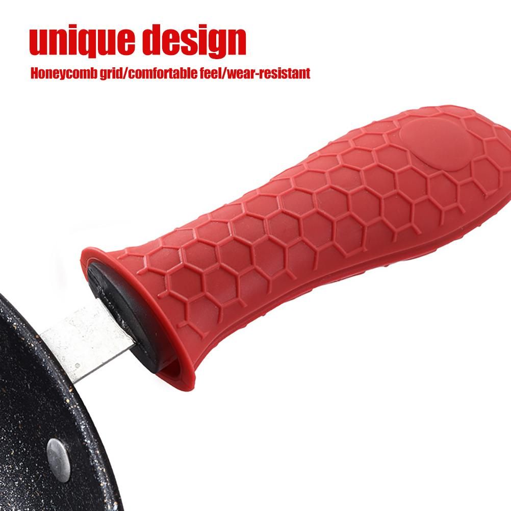 4PCS Silicone Hot Handle Holder and Silicone Auxiliary Handle Holder Iron Pan Handle Covers Pot Holder Handle Kitchen Gadget