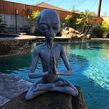 Garden Art Sculpture Meditating Statue Extraterrestrial Figurines for Indoor Outdoor Home Office Garden Lawn Decor