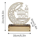 LED Eid Ramadan Hollow Decorations Openwork Carving Wooden Light Durable Table Light Crafts