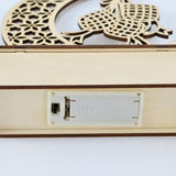 LED Eid Ramadan Hollow Decorations Openwork Carving Wooden Light Durable Table Light Crafts