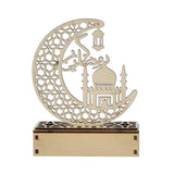 LED Eid Ramadan Hollow Decorations Openwork Carving Wooden Light Durable Table Light Crafts