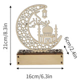 LED Eid Ramadan Hollow Decorations Openwork Carving Wooden Light Durable Table Light Crafts - Top-Down View