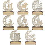 LED Eid Ramadan Hollow Decorations Openwork Carving Wooden Light Durable Table Light Crafts