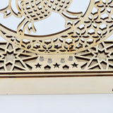 LED Eid Ramadan Hollow Decorations Openwork Carving Wooden Light Durable Table Light Crafts